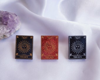 Sun Tarot Card Pin, Celestial Epoxy Resin Jewelry, Witch Gift