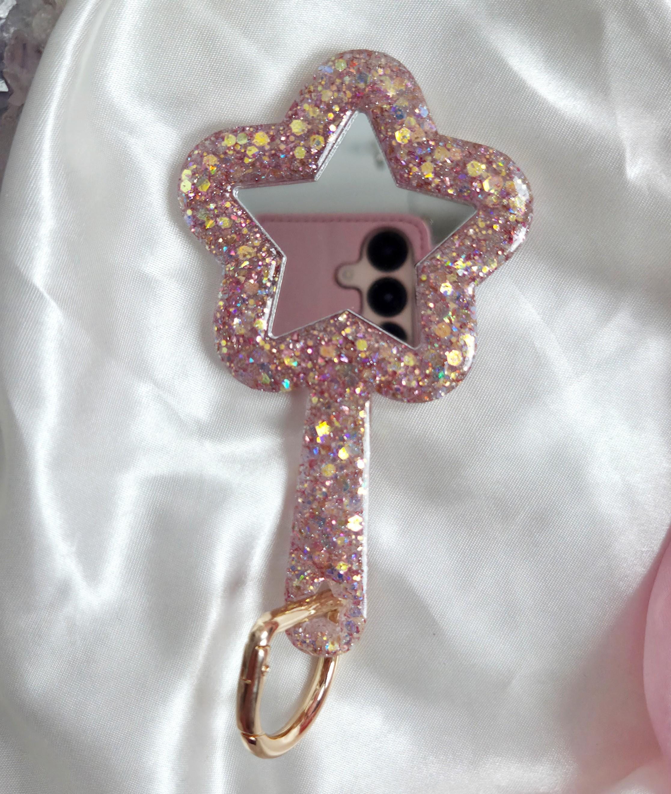 Star Resin Pocket Mirror Keychain, Glitter Bag Charm - Etsy