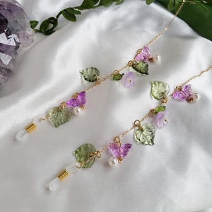 Floral glasses chain, butterfly jewelry, summer accessory, sunglasses holder, Fairycore gift for her, Birthday gift for, Christmas gift