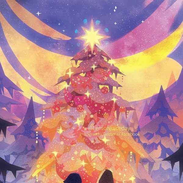 Whishing star - Christmas card -  A5 Print