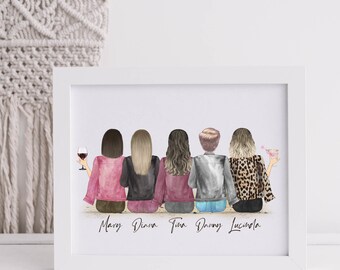 pic Friendship 5 Bff Drawings 5 friends drawing etsy