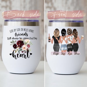 4 Best Friends wine tumbler | Best friends tumbler | Wine tumbler with 4 Girls | Girlstrip tumbler | Besties facing away 12 oz tumbler