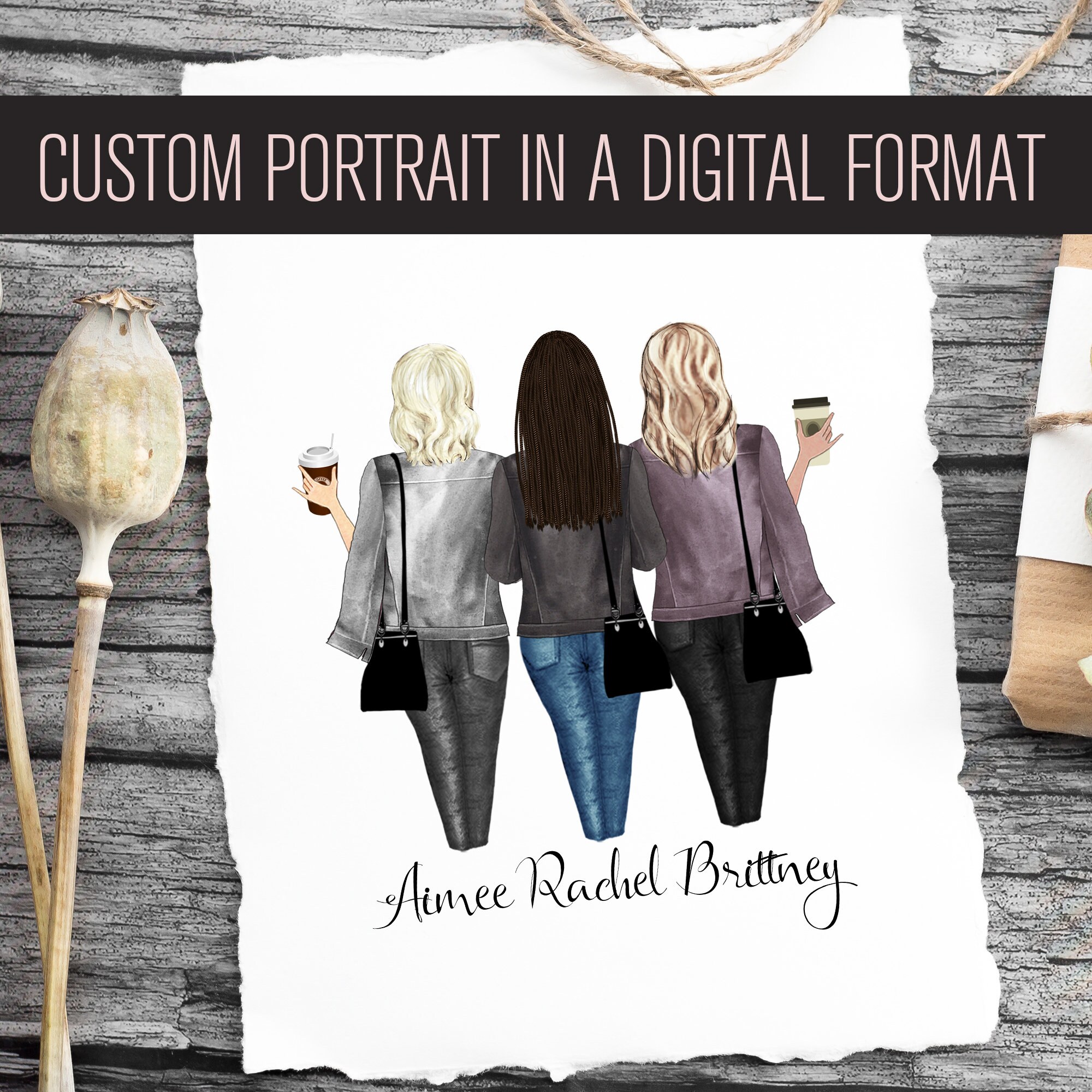 Custom Best Friends Digital Format Prinatble Gift Etsy