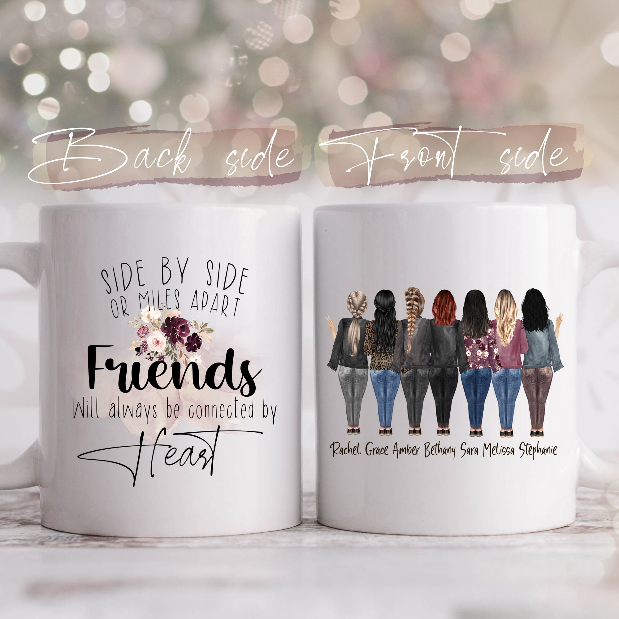 Personalized up to 7 Girls Coffee Mug 7 Besties 7 Best Friends