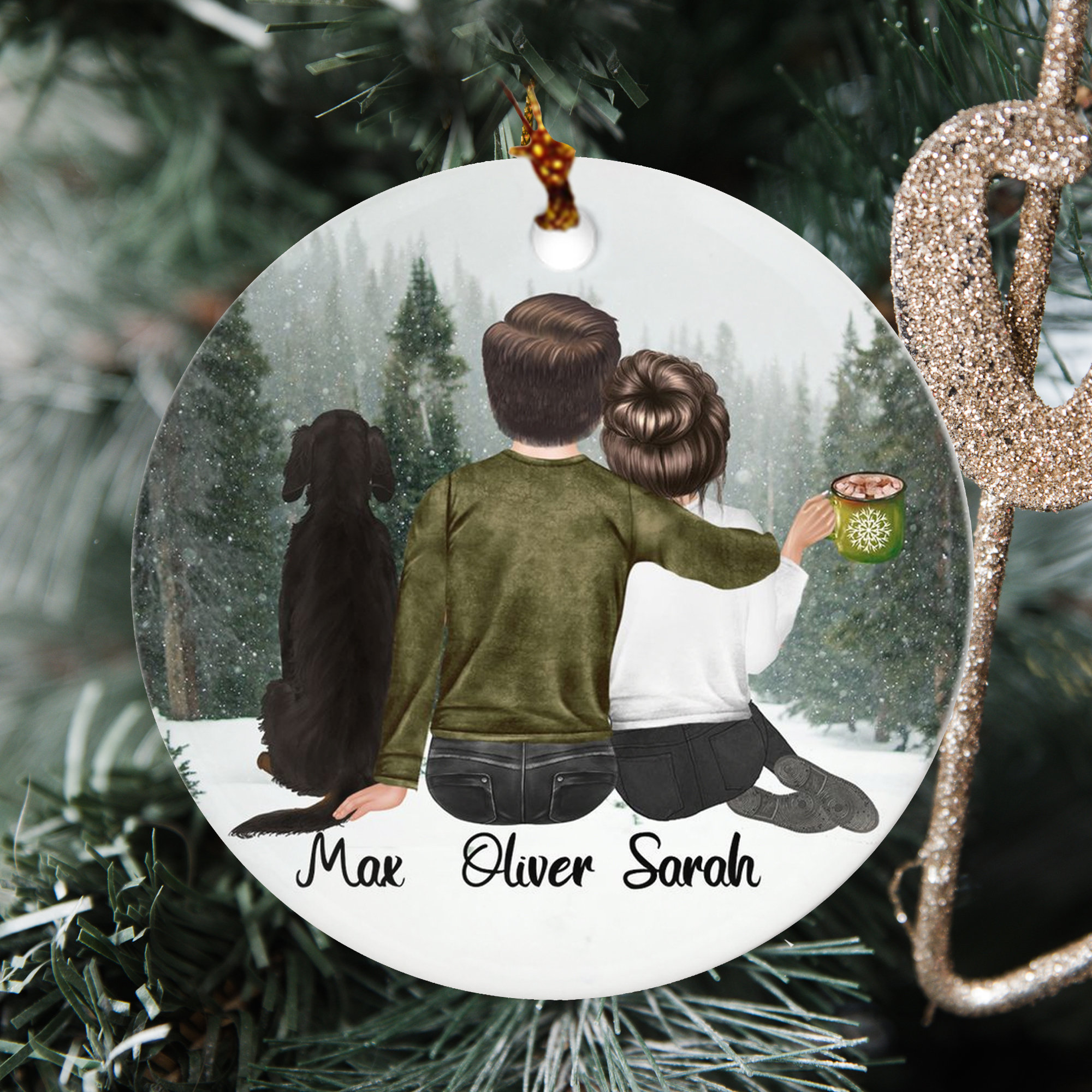 Family Ornament Christmas Gift Tree Decoration Family With Dog Etsy