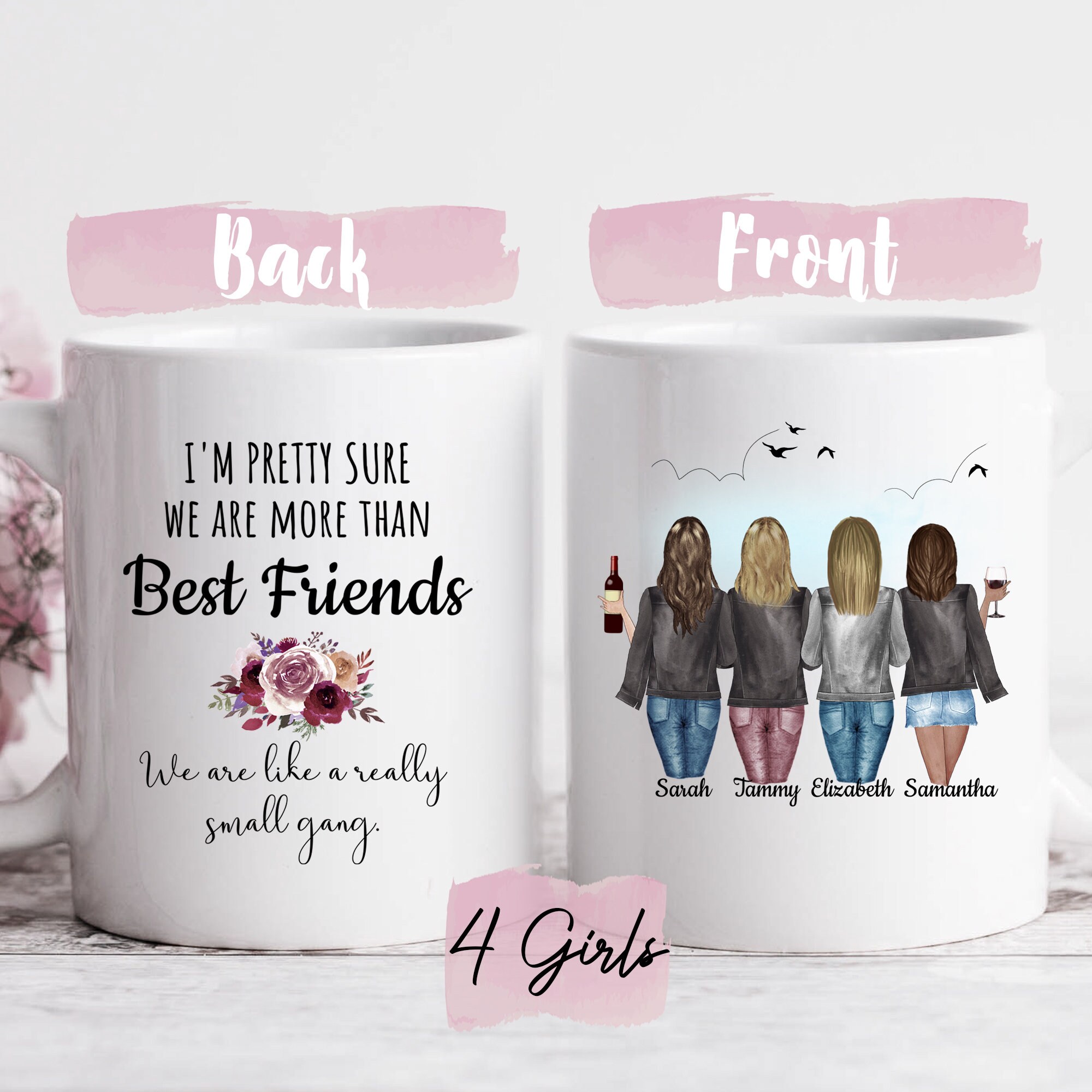 Best Friends mug 4 | 4 BFF gift | Besties 4 girl | Personalized 4 gir…