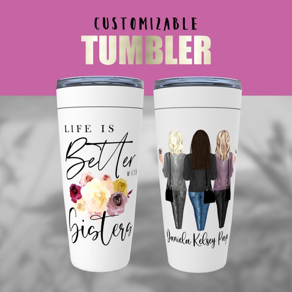 Soul Sisters Custom Tumbler | Besties Design | 3 Besties | Personalized gift | Best Friends | 3 Friends | Personalized Friendship Tumbler