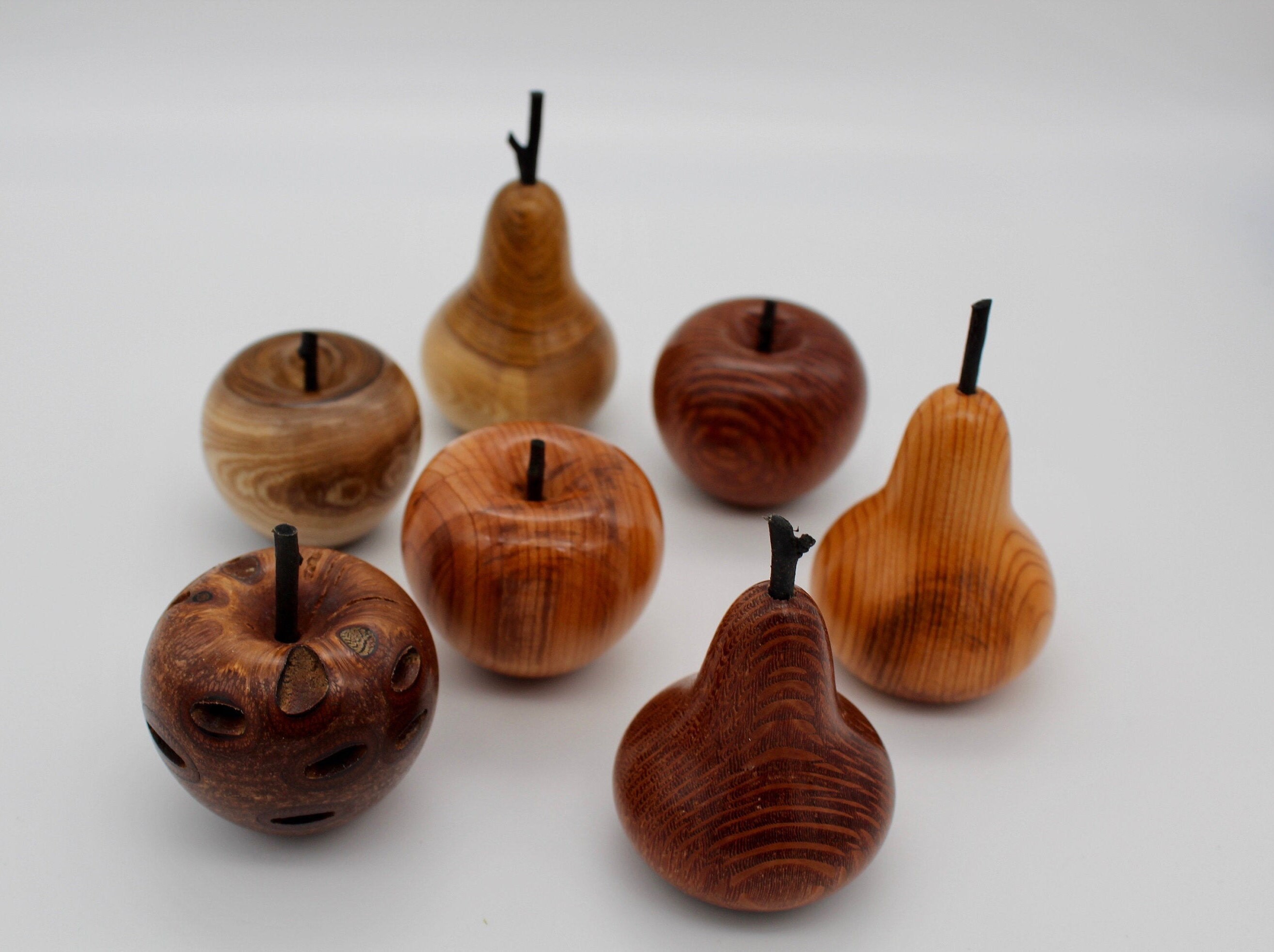 Wooden Bowl and apples and Pears Etsy