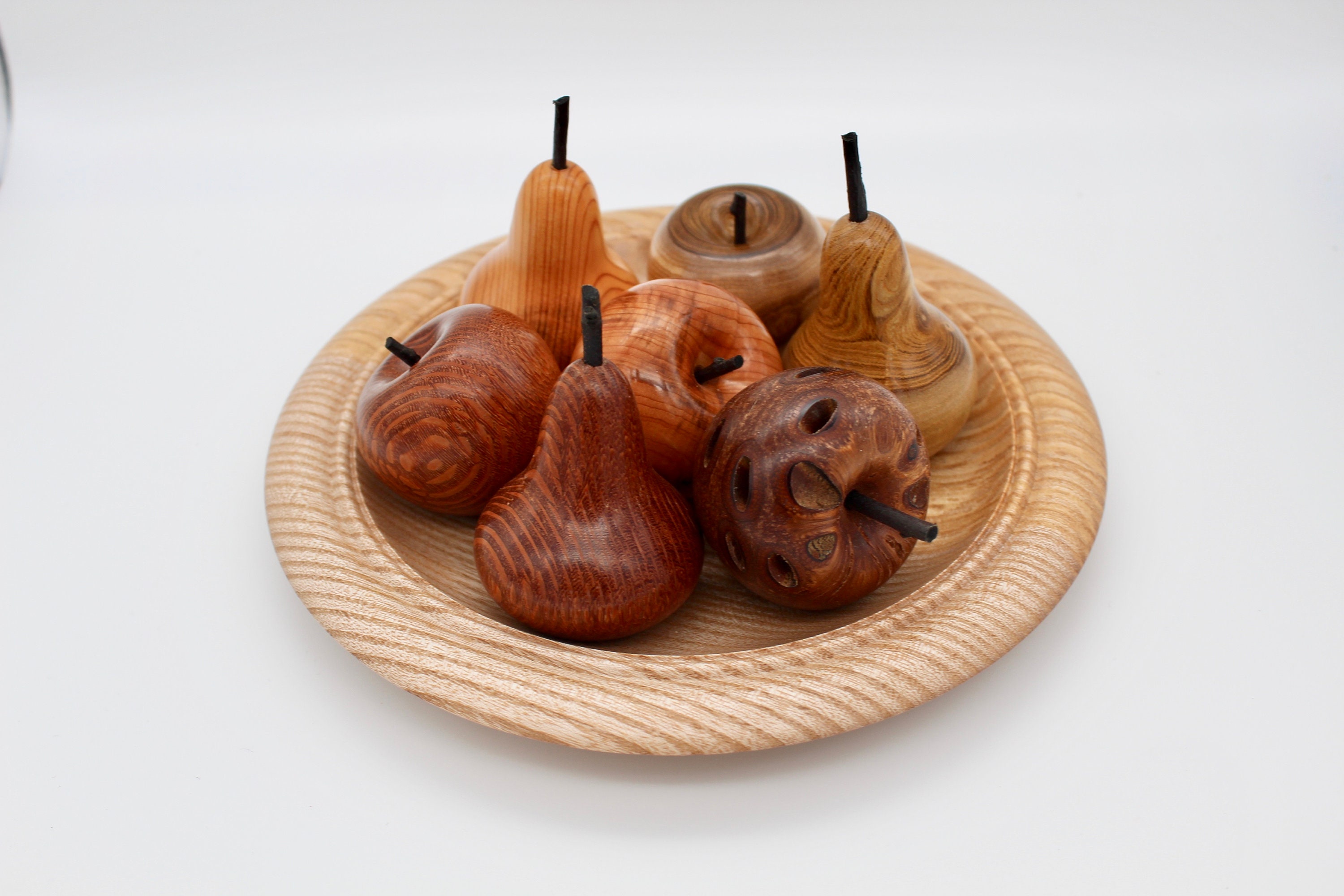 Wooden Bowl and apples and Pears Etsy