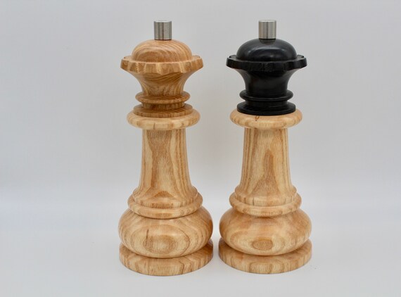 chess pieces salt and pepper grinders