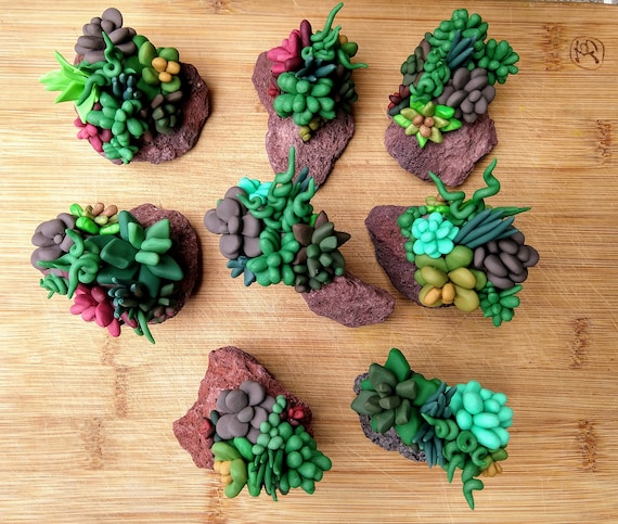 Handmade Polymer Clay Succulent Rock, Aquarium Fish Tank Decor - Etsy