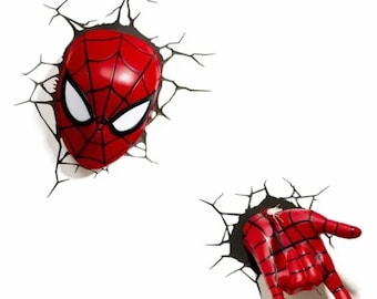 Spider Man White Eye 3D Broken Wall Mural Vinyl Decals Set For Boy Room Decorations