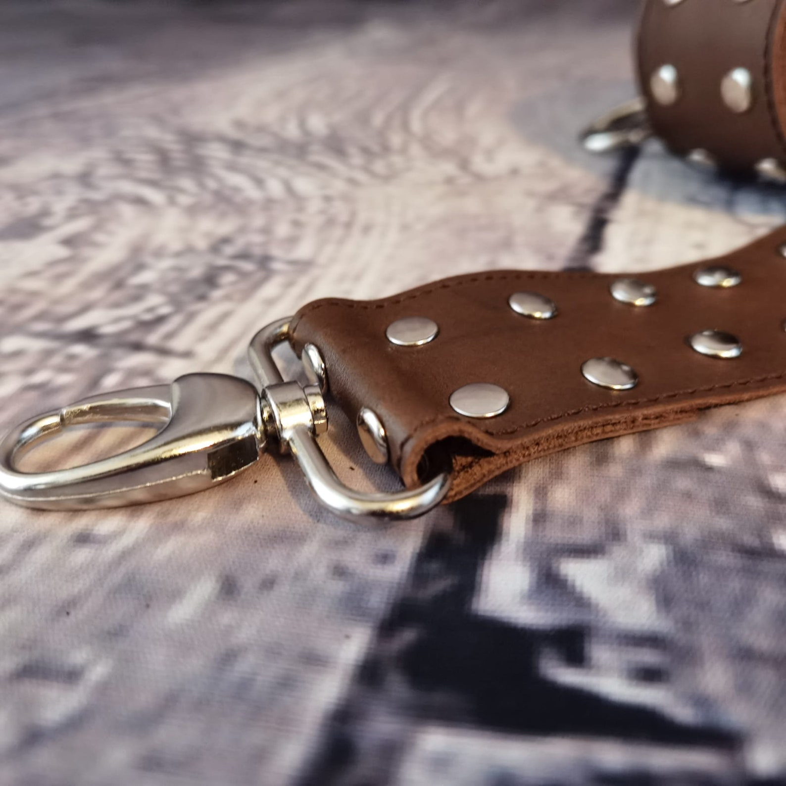 Studded leather purse strap brown replacement strap Etsy