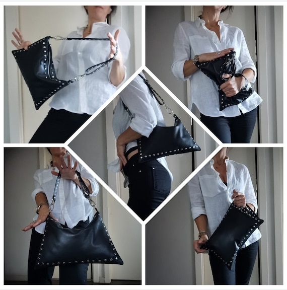 rough style bag／black leather Zara ROCK STYLE FLAP SHOULDER BAG | Square One