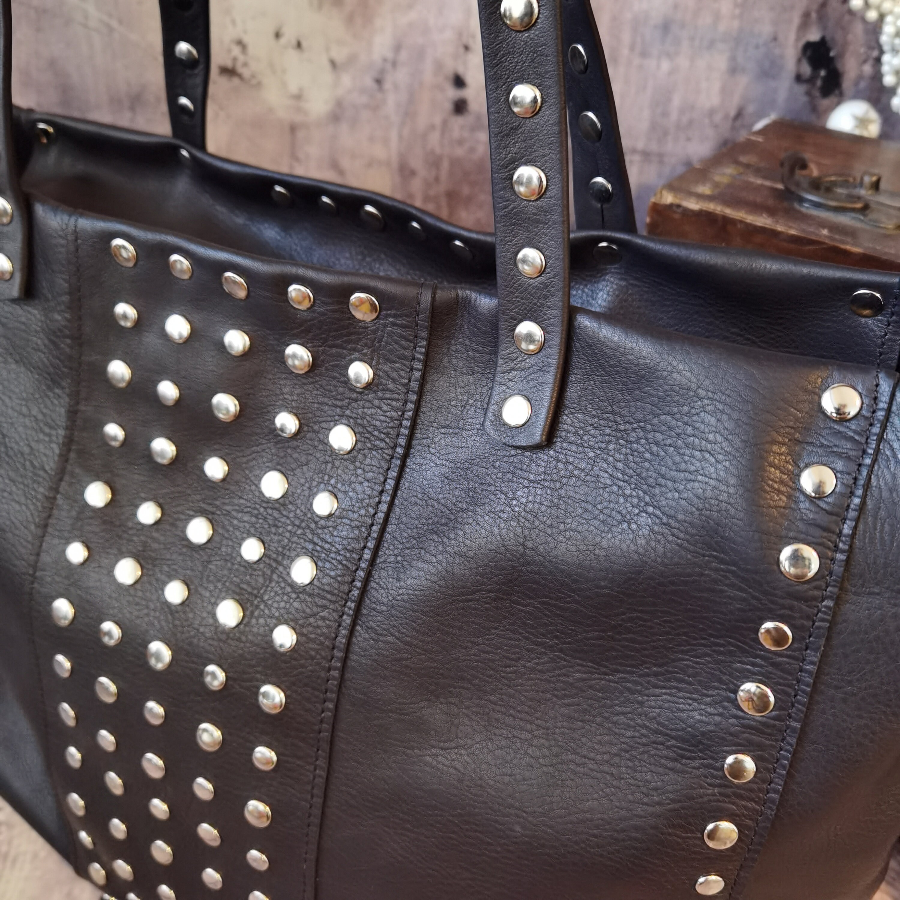 Extra Large Tote Bag Studs Black Leather, Alternative Fashion Bag, Unique Bags Designs, Handmade Handbag, Edgy Leather Purse, Biker Chic Bag - Etsy Extra Large Tote Bag Studs Black Leather, Alternative Fashion Bag, Unique Bags Designs, Handmade Handbag, Edgy Leather Purse, Biker Chic Bag - Etsy