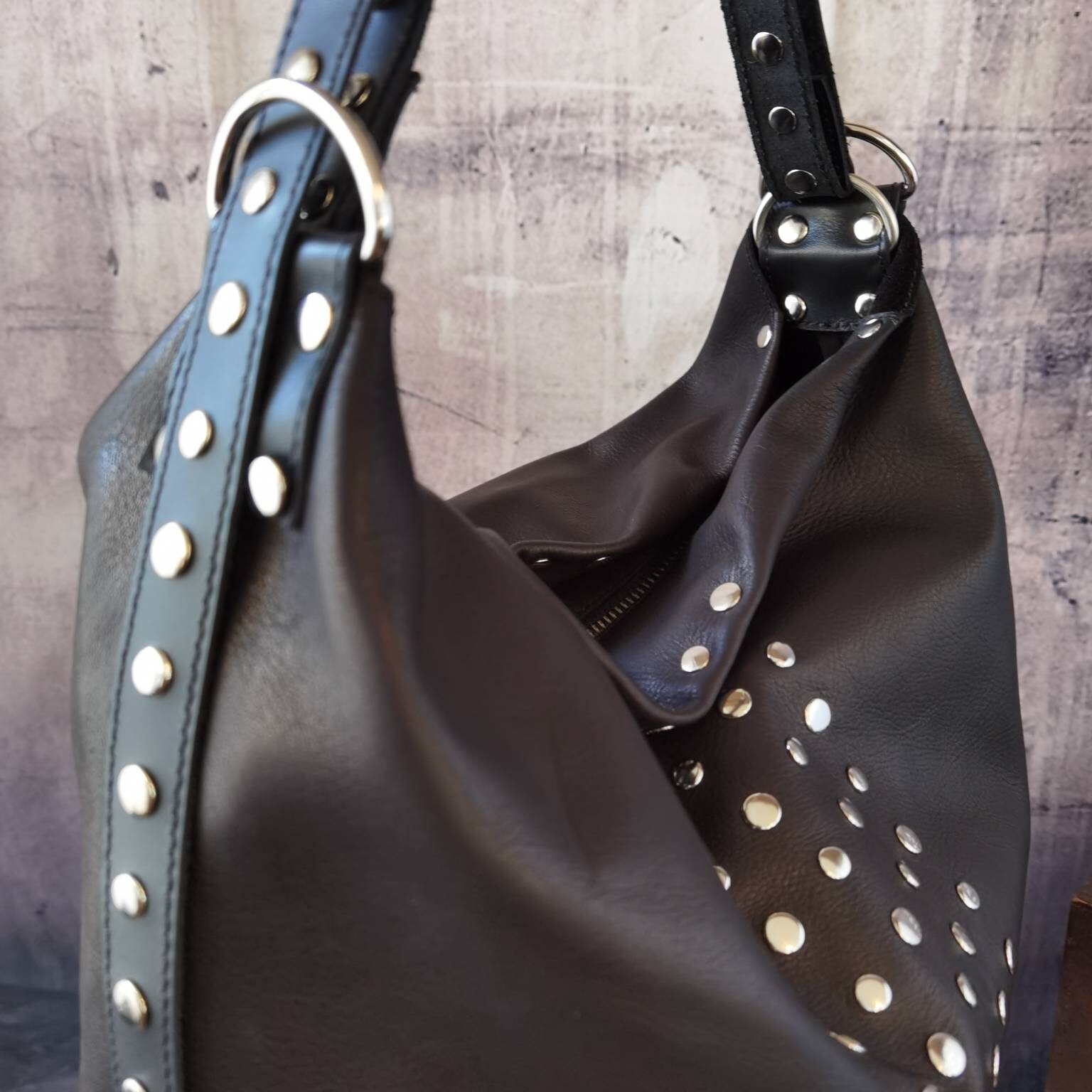 Convertible Backpack Purse PU Leather Studded Rucksack Shoulder Bag Chic Convertible Studded Leather Backpack Purse, Handmade Tote  main image 3