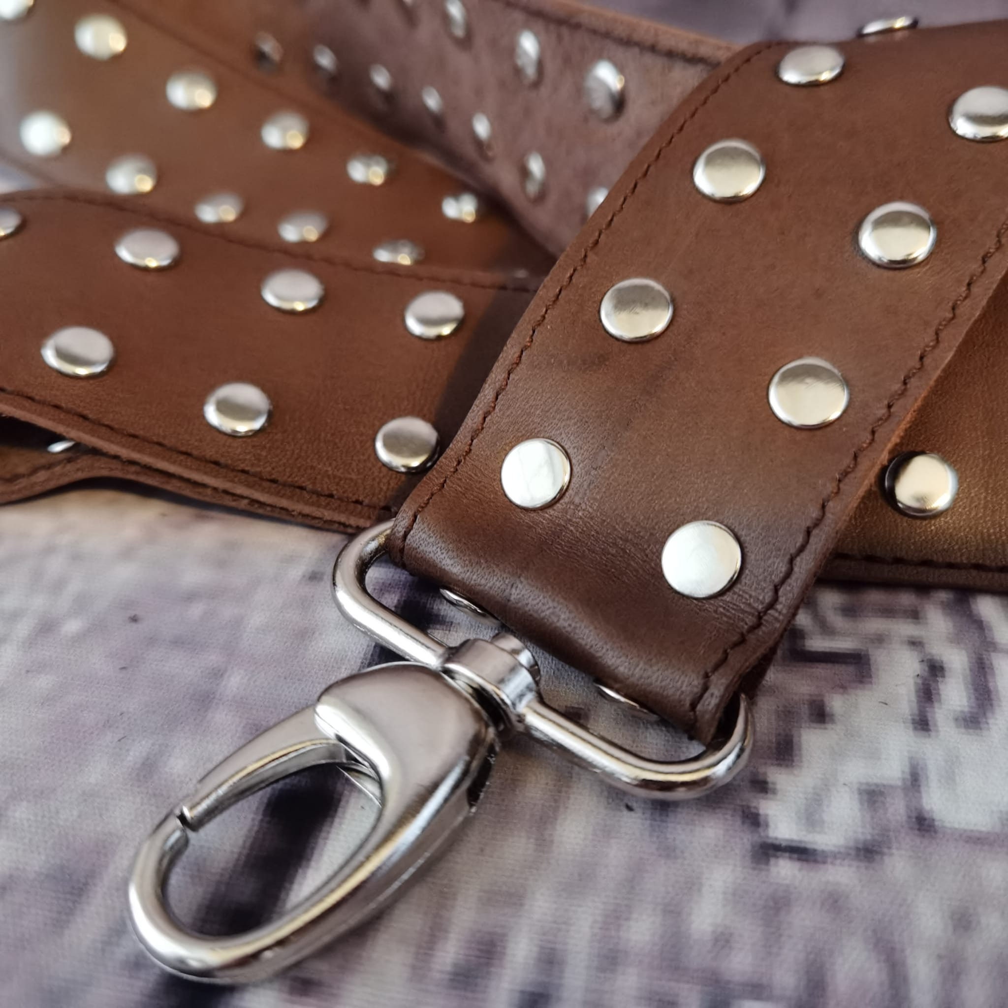 Studded leather purse strap brown replacement strap Etsy