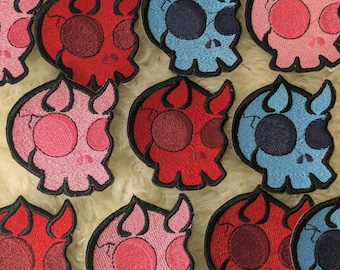 Demon skull 65mm iron on patch