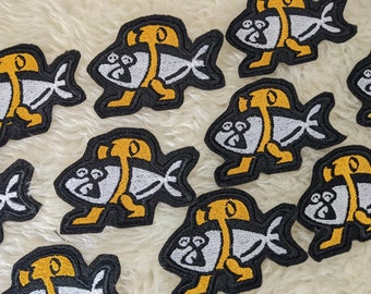 Salmon Run Walking Fish 70mm iron on patch