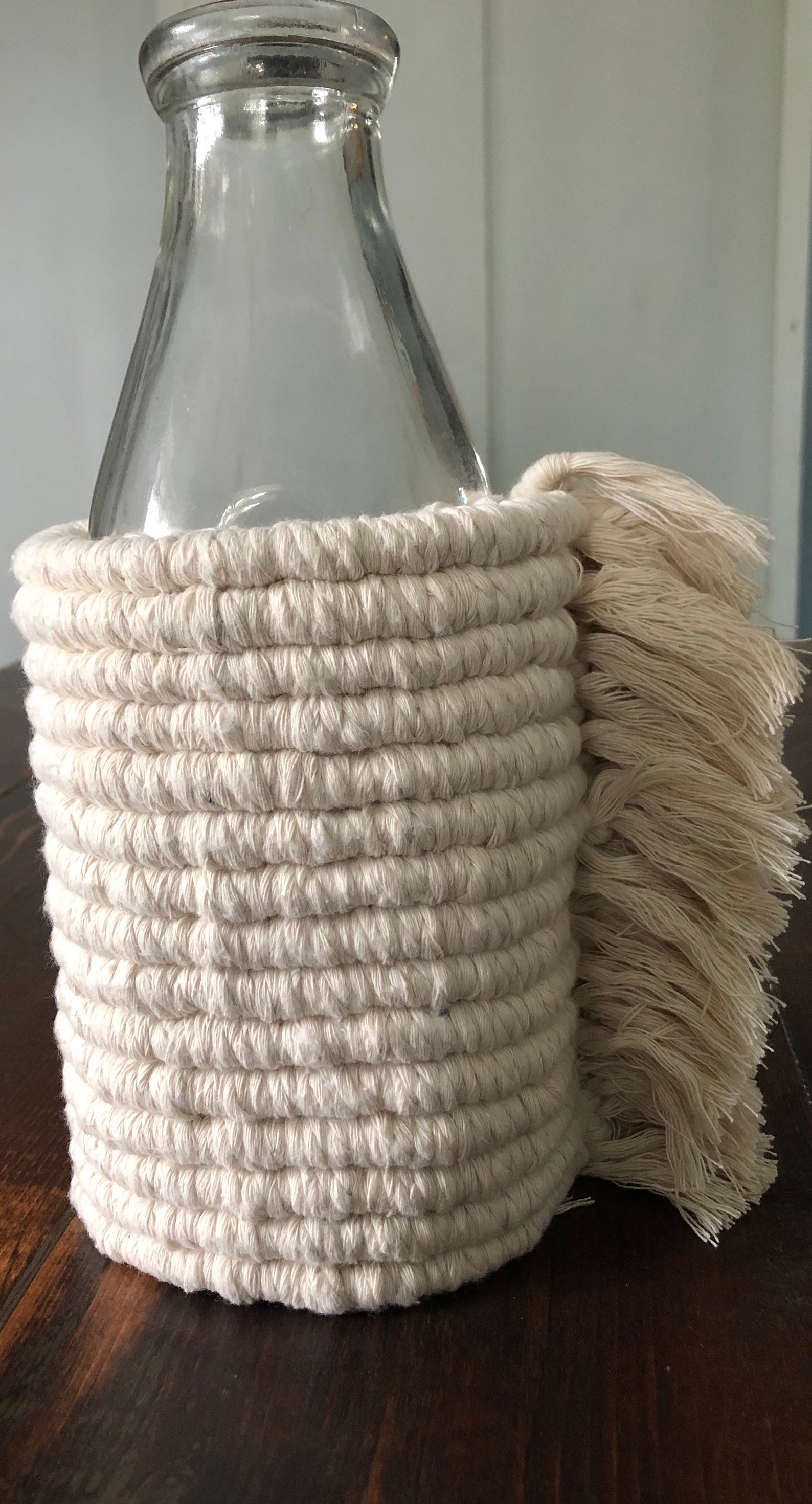 Macrame plant pot cover /bottle cover /wine bottle / rustic Etsy