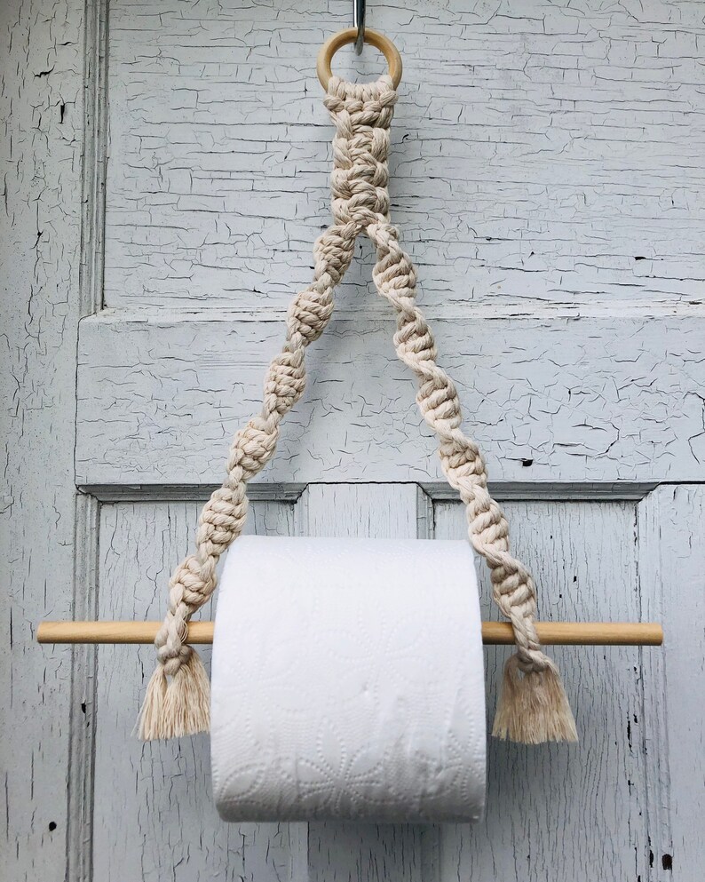 Soporte de rollo de papel higiénico macrame / soporte de | Etsy