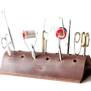 Leren gereedschapshouder / caddy / organizer