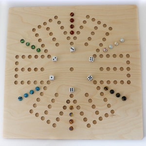 Double-sided Wahoo Game Board | Aggravation | Cards &#39;N Marbles | 6 player with 4 marbles & 4 player with 5 marbles | 22x22&quot;