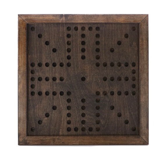 Solid Oak Double-sided 16 Aggravation (Wahoo) Board Game Set