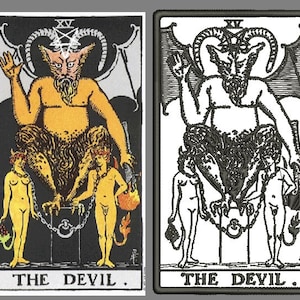 Patrón de bordado Cartas del Tarot DIABLO, Diseño de bordado a máquina, Descarga instantánea, Parche oculto