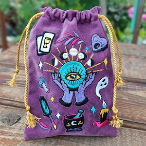 Tarottas Borduurwerk Magische Heks Set Halloween Tarotkaarttas Tarotkaarttas Fluweel