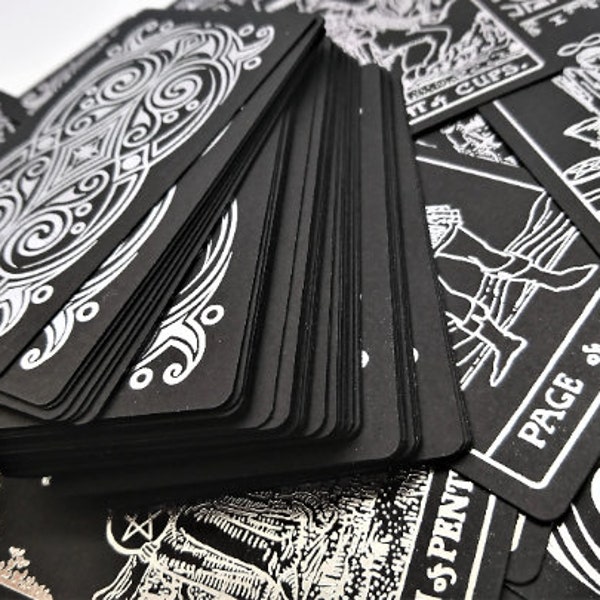 TarotBlackDeck-Silver Foil, HAUTE QUALITÉ