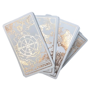 TarotDeckWhite and Pink Gold Foil Tarot in Rider Waite tradition.  Glossy lamination, New shirt design