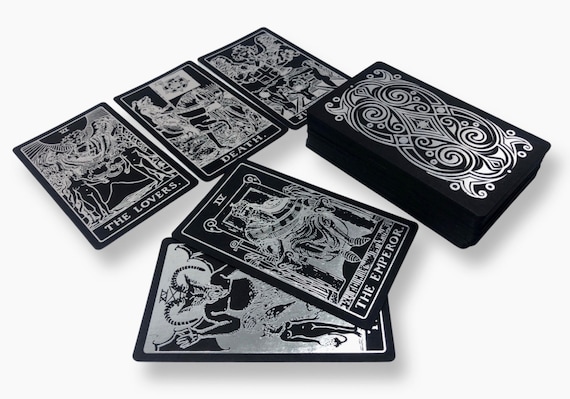 Black Tarot Deck Silver Foil,high QUALITY - Etsy Black Tarot Deck Silver Foil,high QUALITY - Etsy