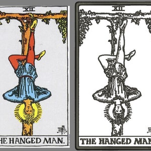 Carta del tarot del COLGADO, diseño de bordado a máquina, descarga instantánea