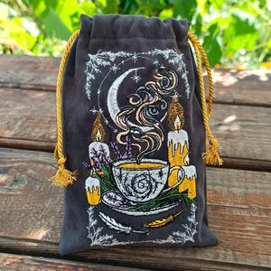 Tas Tarotkop Drankje Kaarsen Maan Borduurtas FluwelenTarotkaarttas Tarotkaarttas Fluwelen tarotkaarttas met geborduurde bij