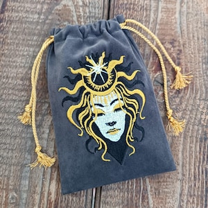 Bag velvet Tarot Medusa Gorgon gold Velvet Embroidered Tarot Card Bag Tarot Card Bag Velvet