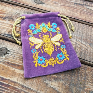 Tarot Bag with Gold Embroidery Tarot Card Bag Velvet Embroidered Tarot Card Bag Tarot Card Bag Velvet Tarot Card Bag With Embroidered Bee