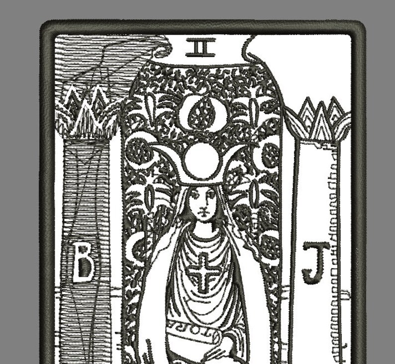 Cartes de tarot de motif de broderie HAUTE PRÊTRESSE, motif de broderie machine, téléchargement immédiat, patch occulte image 4