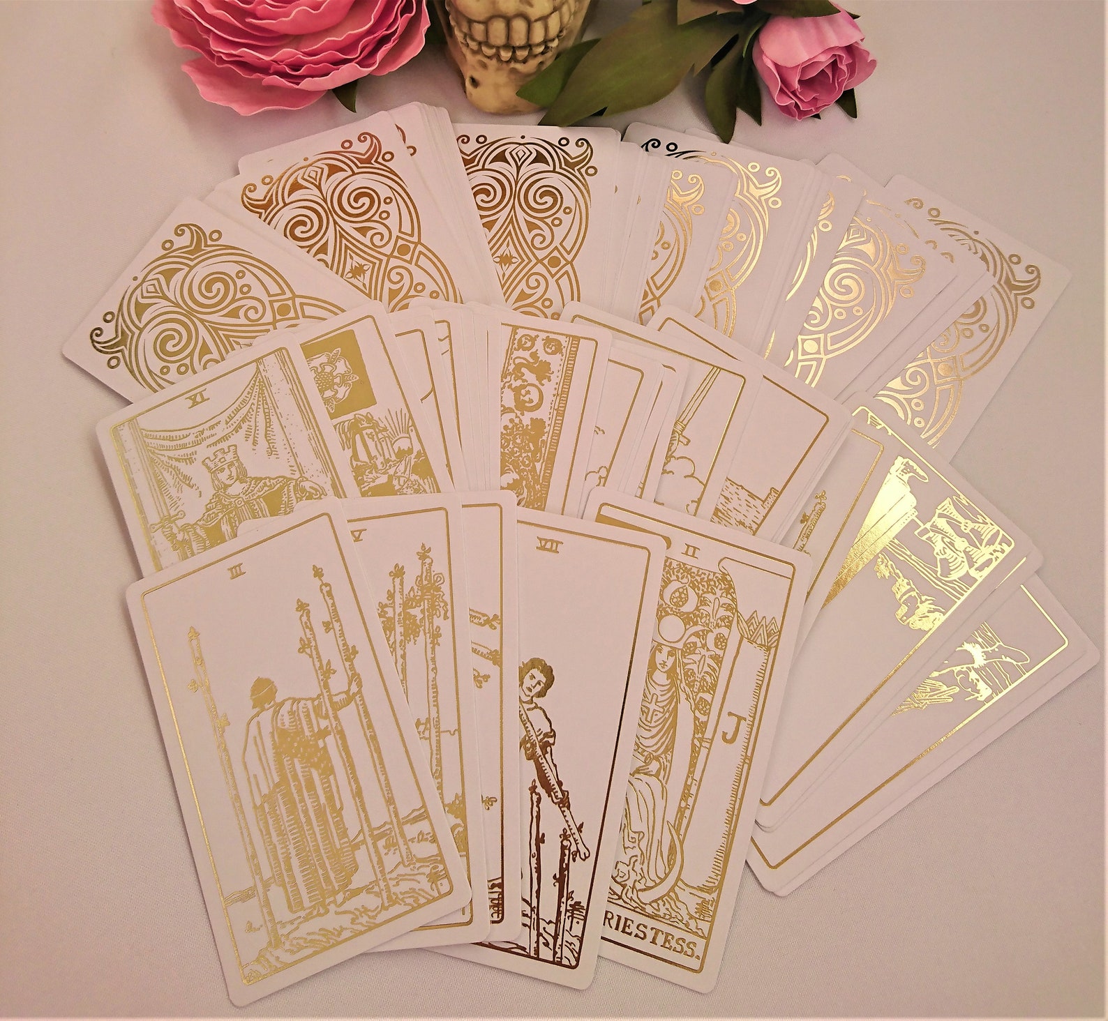White Tarot Cards Gold Foil Tarot Rider Waite gold tarot | Etsy