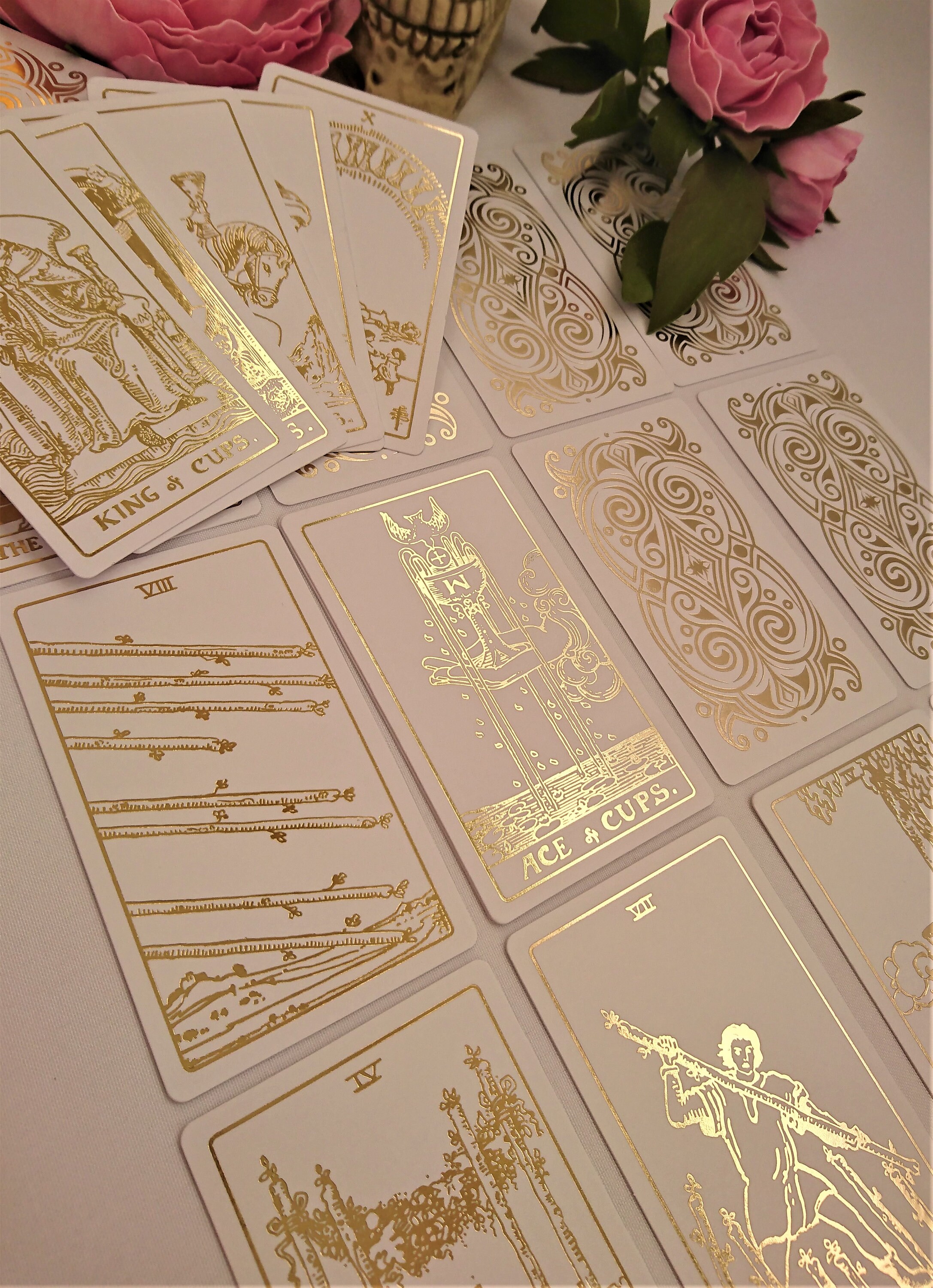 White Tarot Cards Gold Foil Tarot Rider Waite gold tarot | Etsy