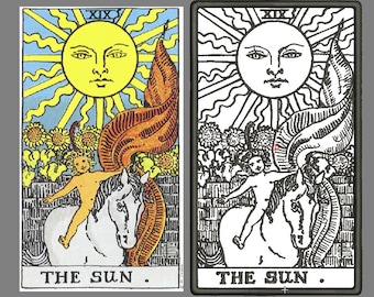 Carte de tarot SOLEIL, motif de broderie machine, téléchargement immédiat
