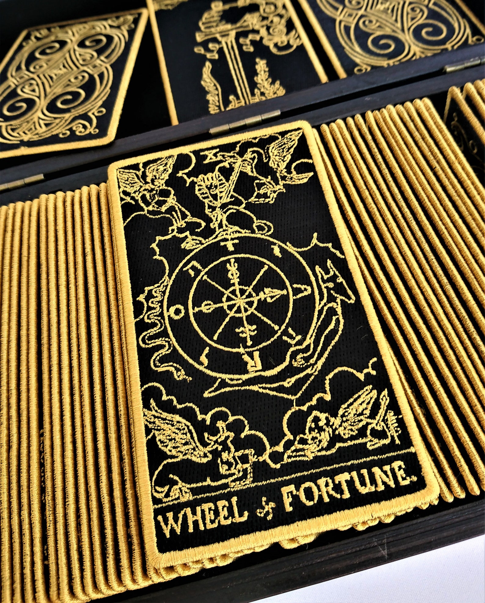 Tarot Deck 78 Black Embroidered Classic Tarot Rider Waite Etsy