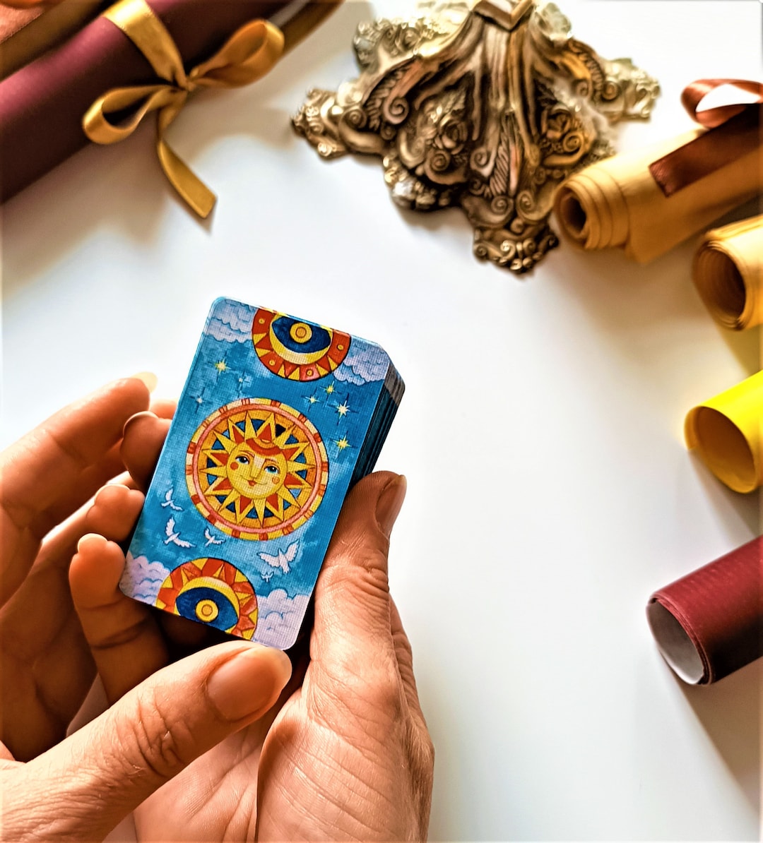 Mini Tarot Deck Solar Soul, Mini Tarot Deck for Travel, Unique Small ...