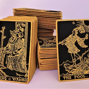 Baraja de Tarot 78 Negra Bordada Clásica, Tarot Rider Waite, BlackTarot Monocromo, cartas del tarot, baraja de oráculo, 78 cartas, baraja de tarot