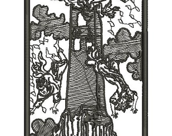 Embroidery Pattern Tarot Cards TOWER, Machine Embroidery Design, Instant download, Occult patch