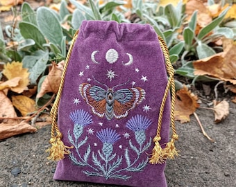 Tarot Bag Death's Head  Embroidery Tarot Card Bag Velvet Embroidered Tarot Card Bag Tarot