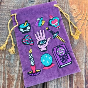 タロットバッグ刺繍マジック魔女セットハロウィンタロットカードバッグタロットカードバッグベルベット、マジックハンドサードアイ
