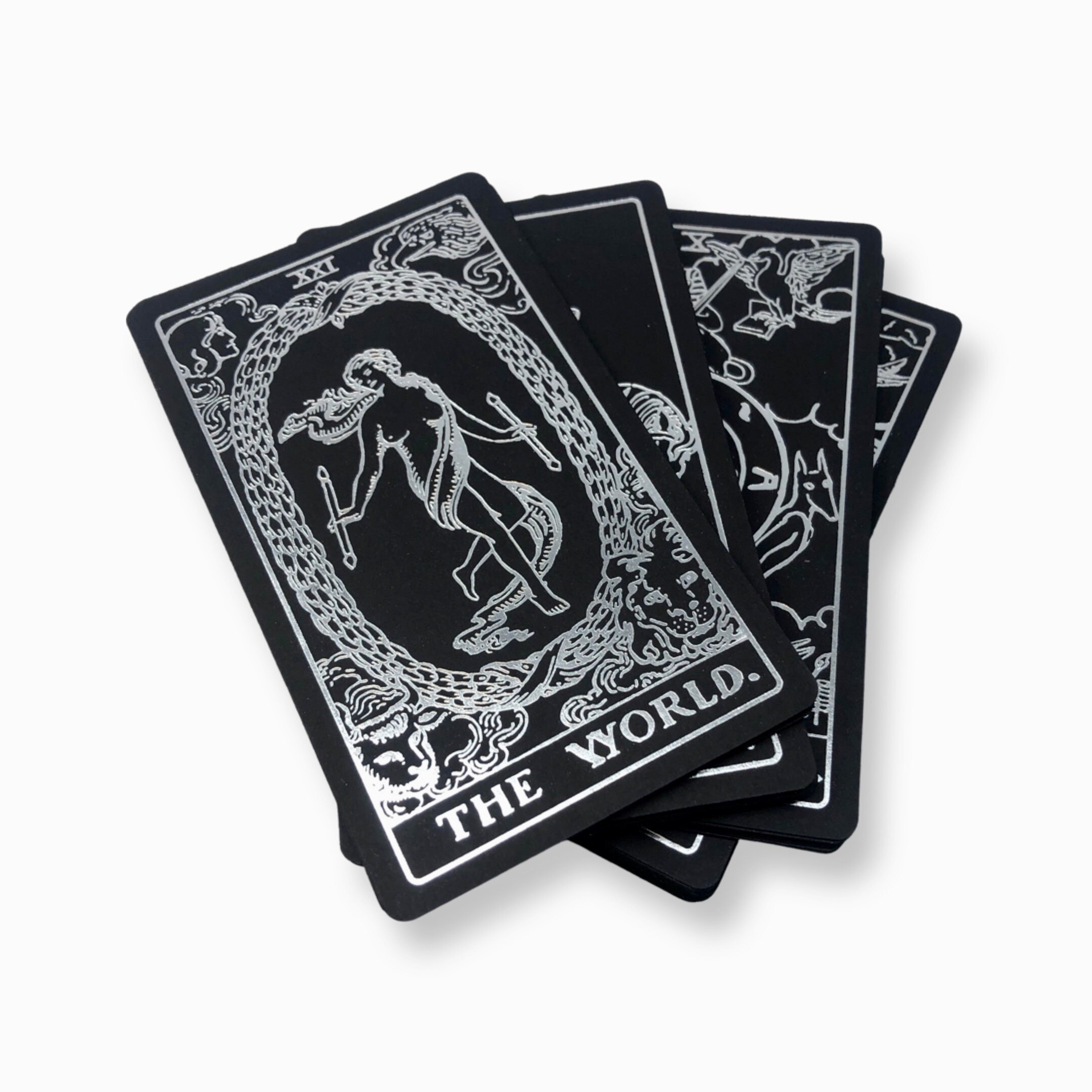 Tarot Deck Black and Silver Foil Tarot Cards Rider Waite. -