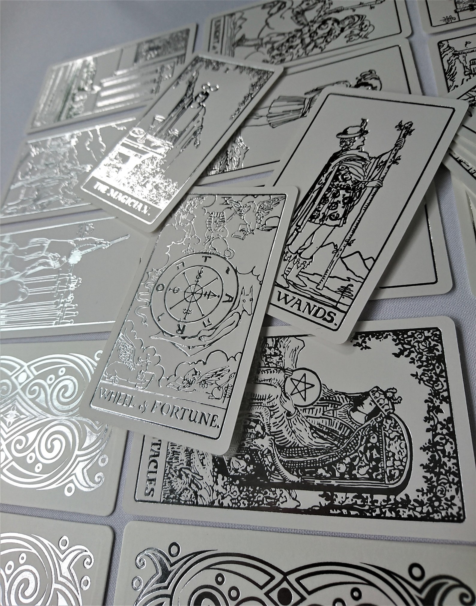 White Tarot Deck Silver Foil with lamination Tarot Rider | Etsy