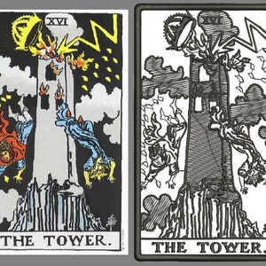 Embroidery Pattern Tarot Cards TOWER, Machine Embroidery Design, Instant download, Occult patch